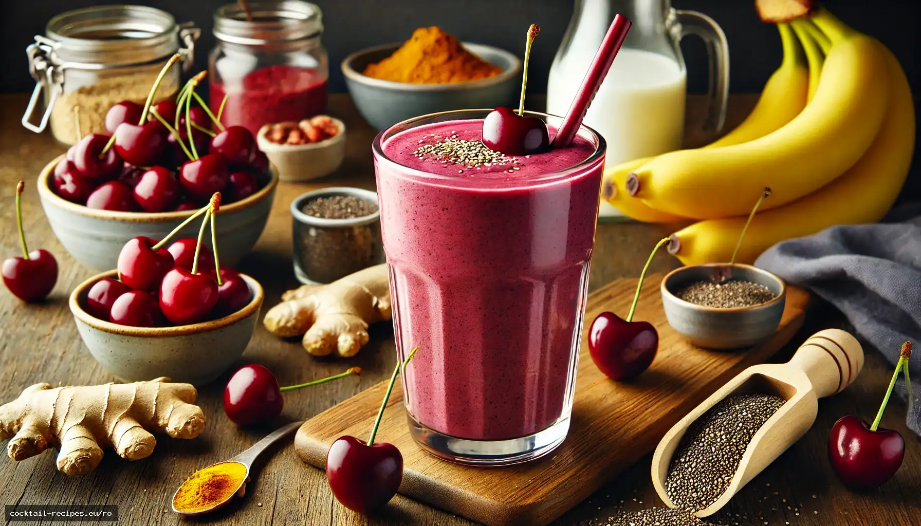Smoothie Antiinflamator cu Cireșe și Ghimbir