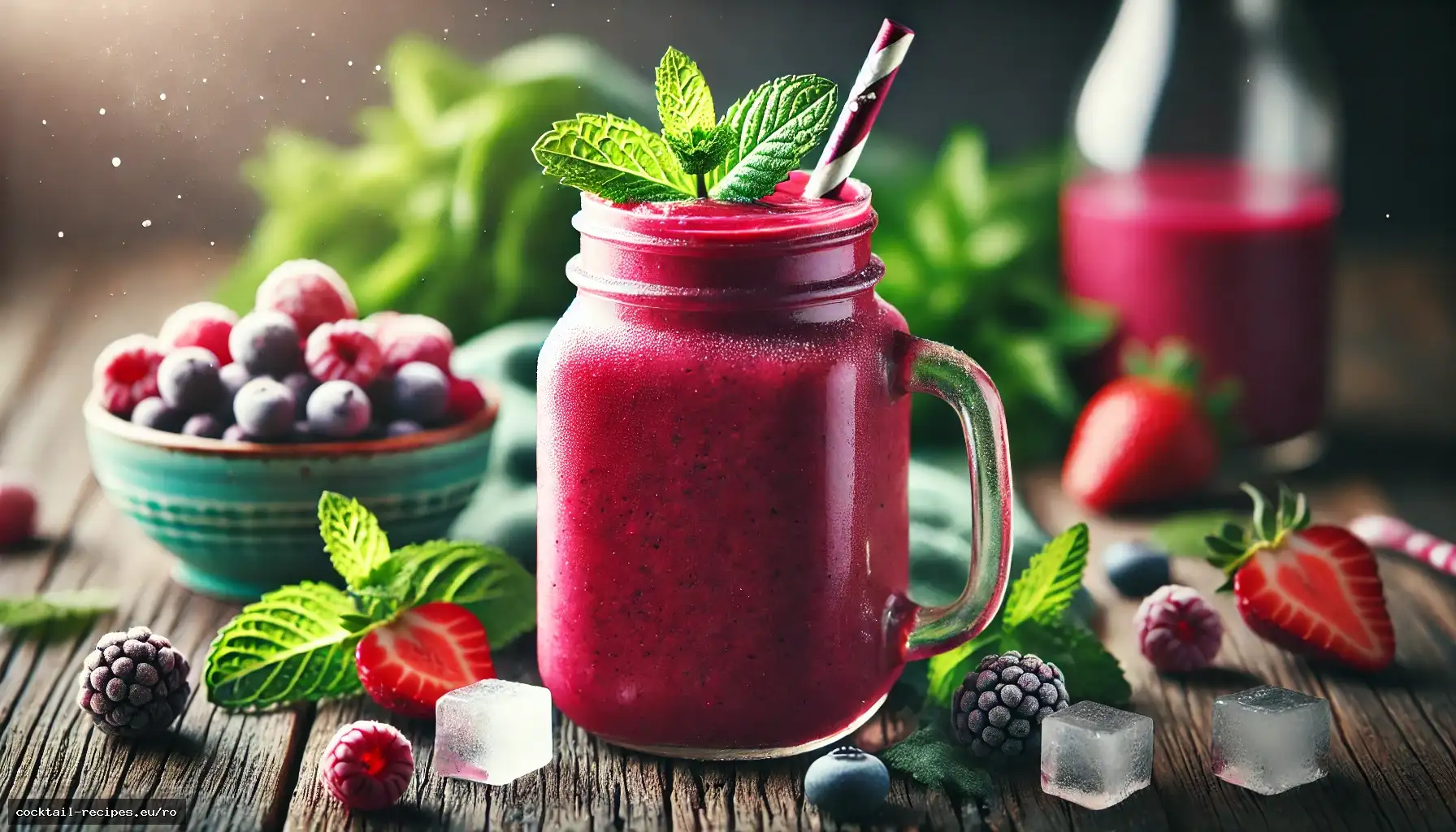 Smoothie Revigorant cu Sfeclă, Fructe de Pădure și Mentă
