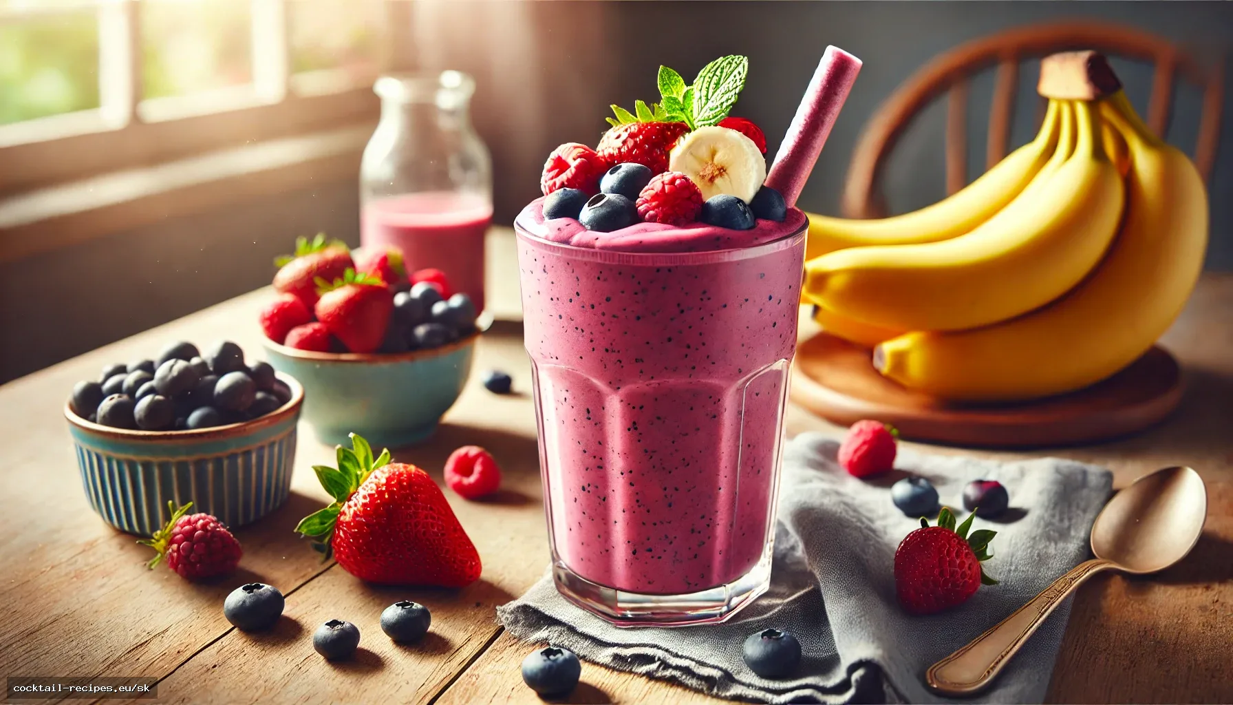 Ovocno-banánový smoothie plný šťastia