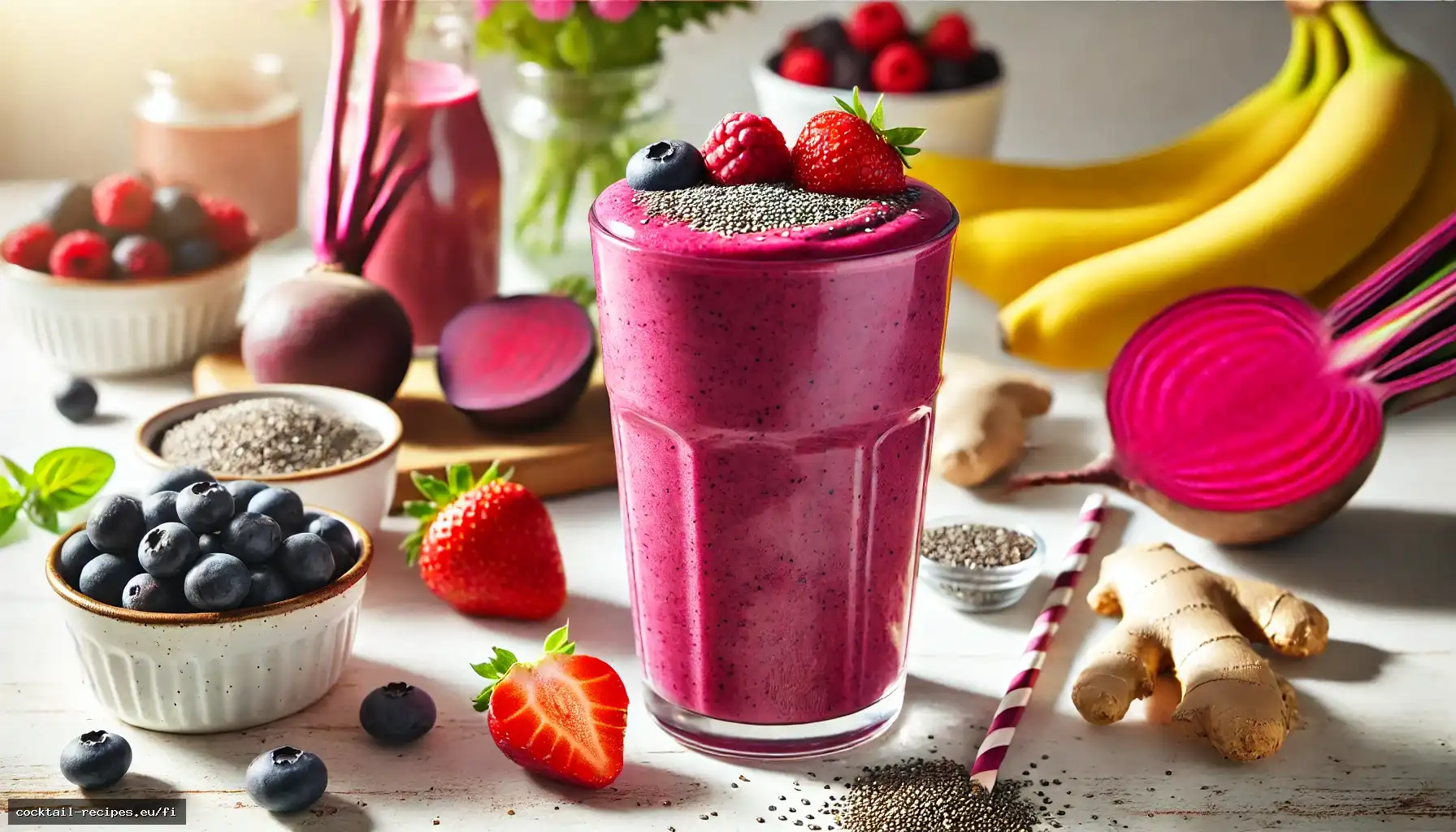 Marja-punajuuri-inkivääri-boost-smoothie