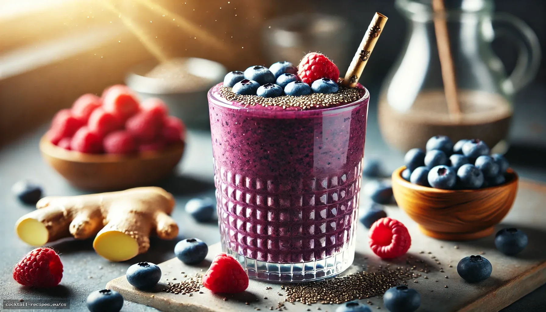 Bobulový zázvorový chia smoothie