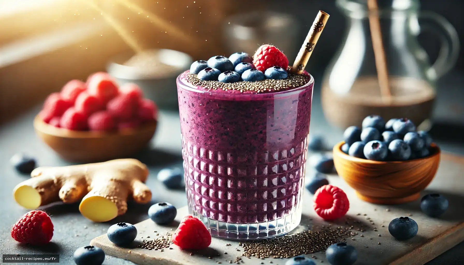 Smoothie aux Baies, Gingembre et Chia