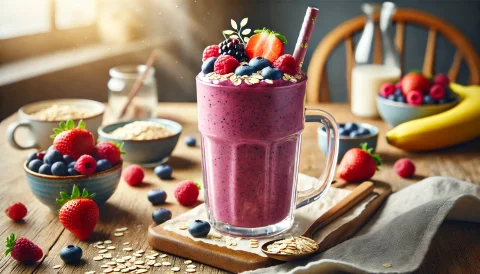 Smoothie de Frutos Vermelhos e Aveia para o Pequeno-Almoço