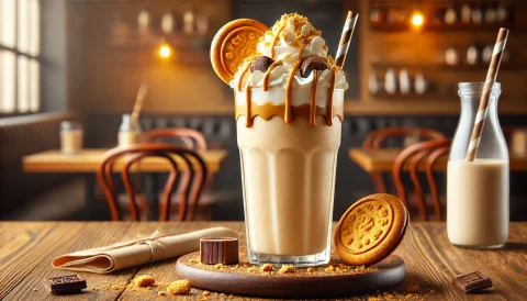 „Biscoff“ sausainių sviesto pieno kokteilis