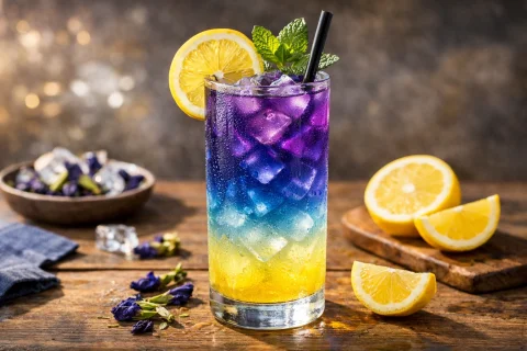 Chá de Flor de Ervilha Borboleta com Limonada