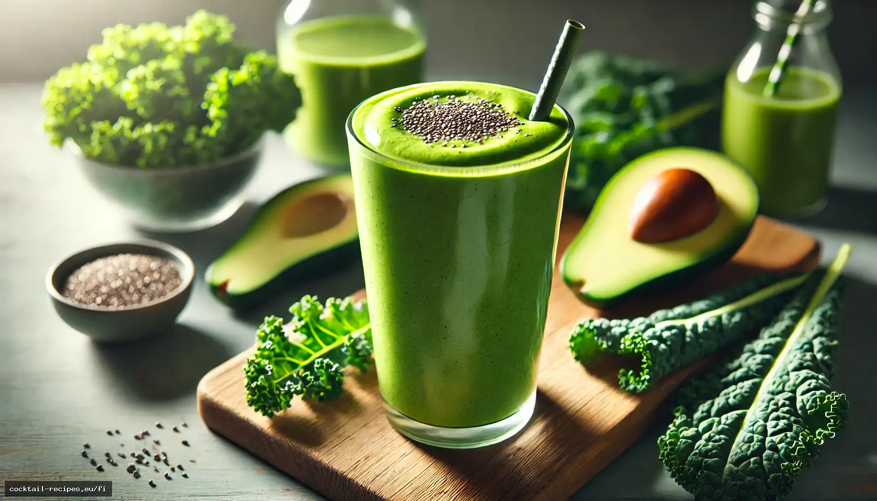 Kermainen lehtikaali-avokadosmoothie