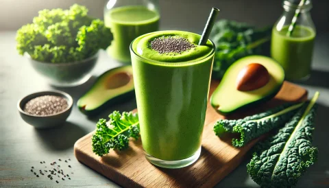 Krēmīgs lapu kāposta un avokado smūtijs