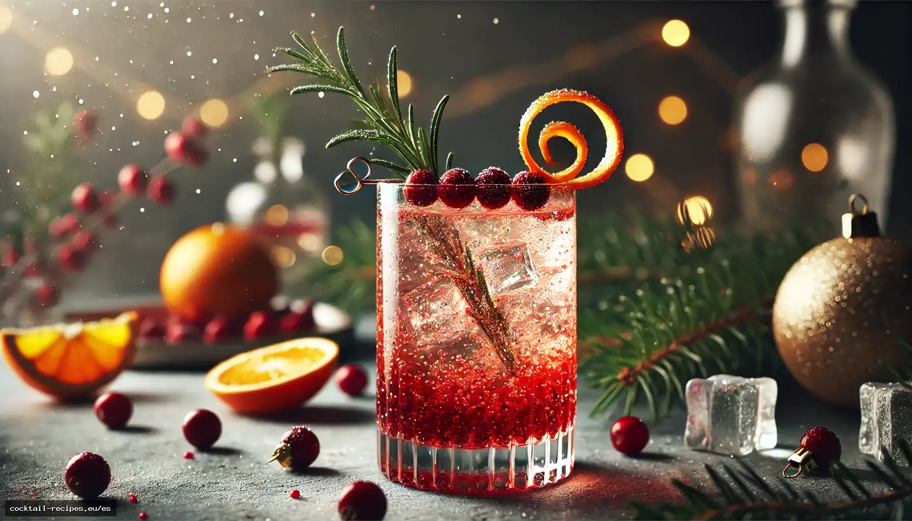 Cóctel Espumoso Festivo de Arándano y Naranja