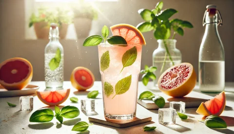 Ginger Basil Grapefruit Spritzer