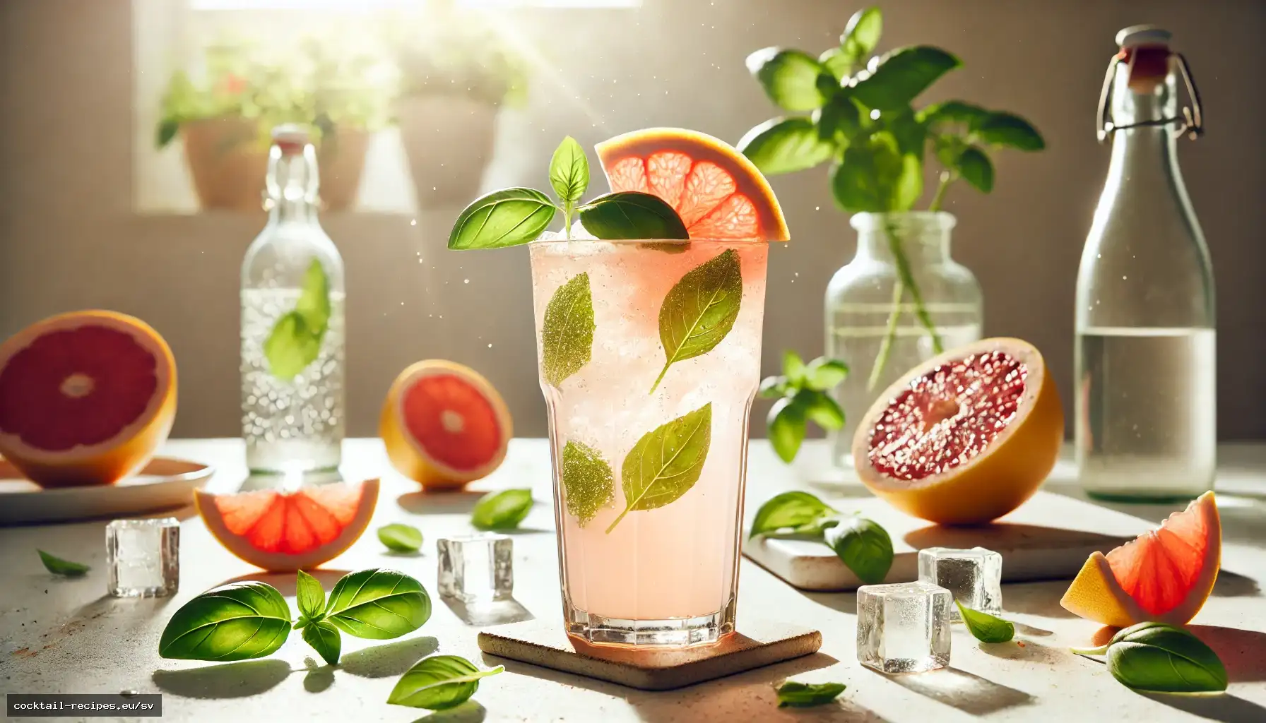 Ingefärsspritzer med basilika och grapefrukt