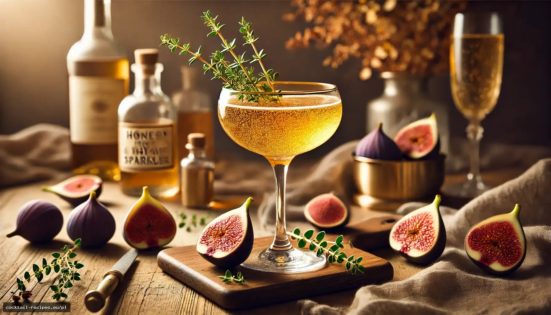 Miodowo-figowy drink musujący z tymiankiem
