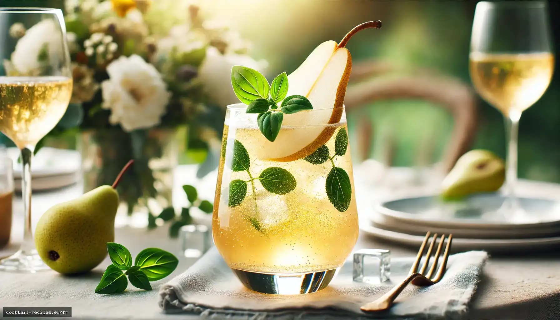 Pétillant à la Poire Mielleuse et au Basilic