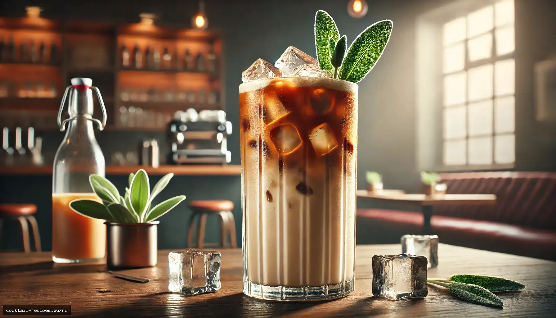 Латте со льдом, шалфеем и коричневым сахаром