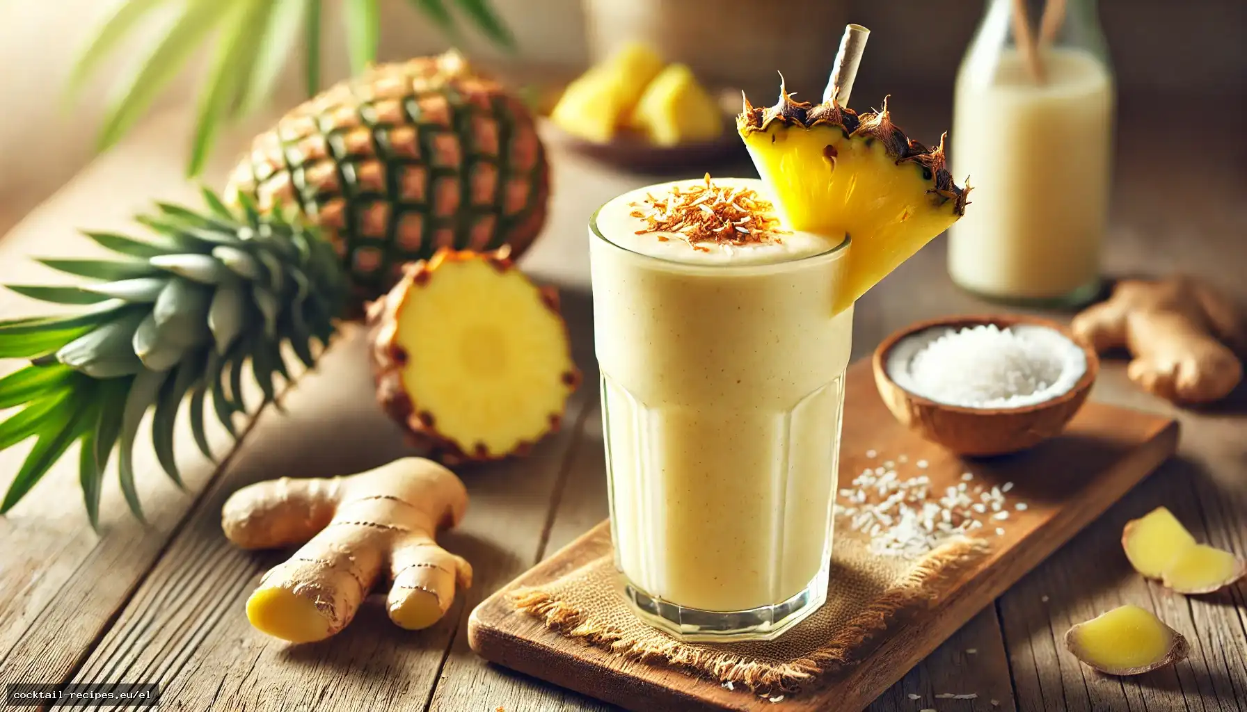 Smoothie με Ανανά, Καρύδα και Τζίντζερ