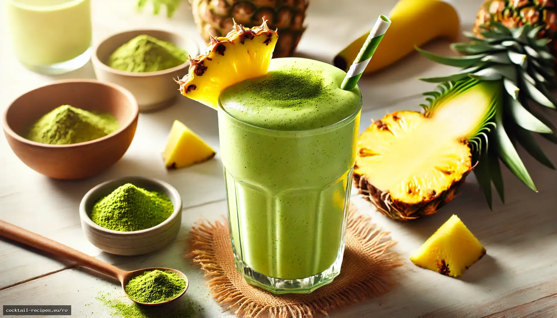 Smoothie cu Ananas și Matcha