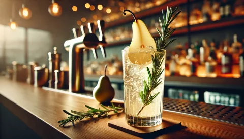 Rosmariini-päärynä-inkiväärifizz