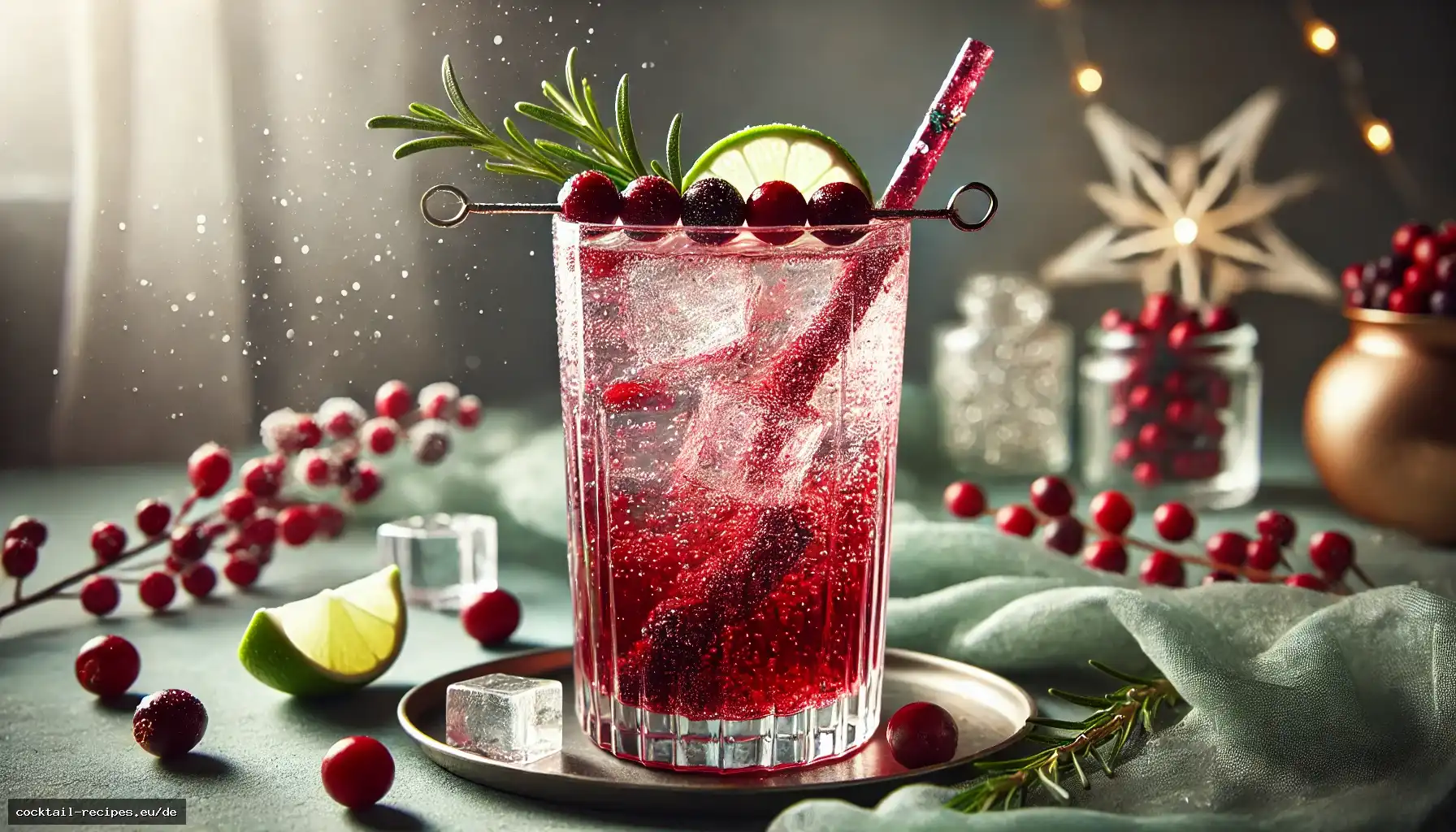 Prickelnder Cranberry-Ingwer-Erfrischer