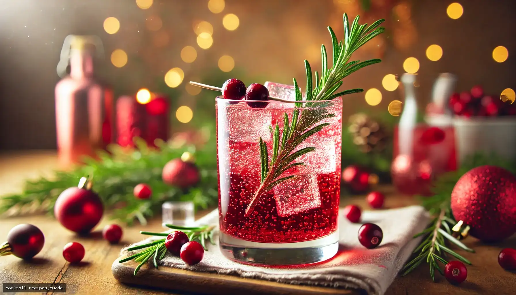 Spritziger Cranberry-Rosmarin-Mocktail