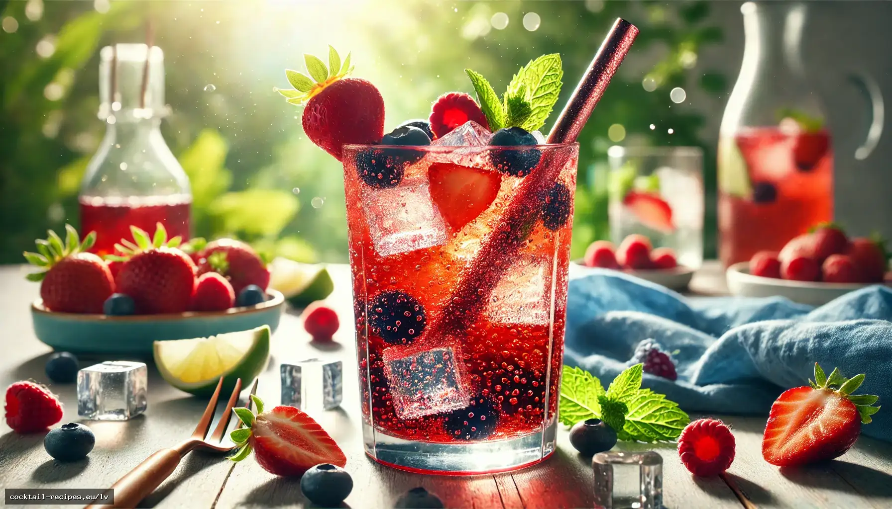 Dzirkstošā hibiska un ogu ledus tēja