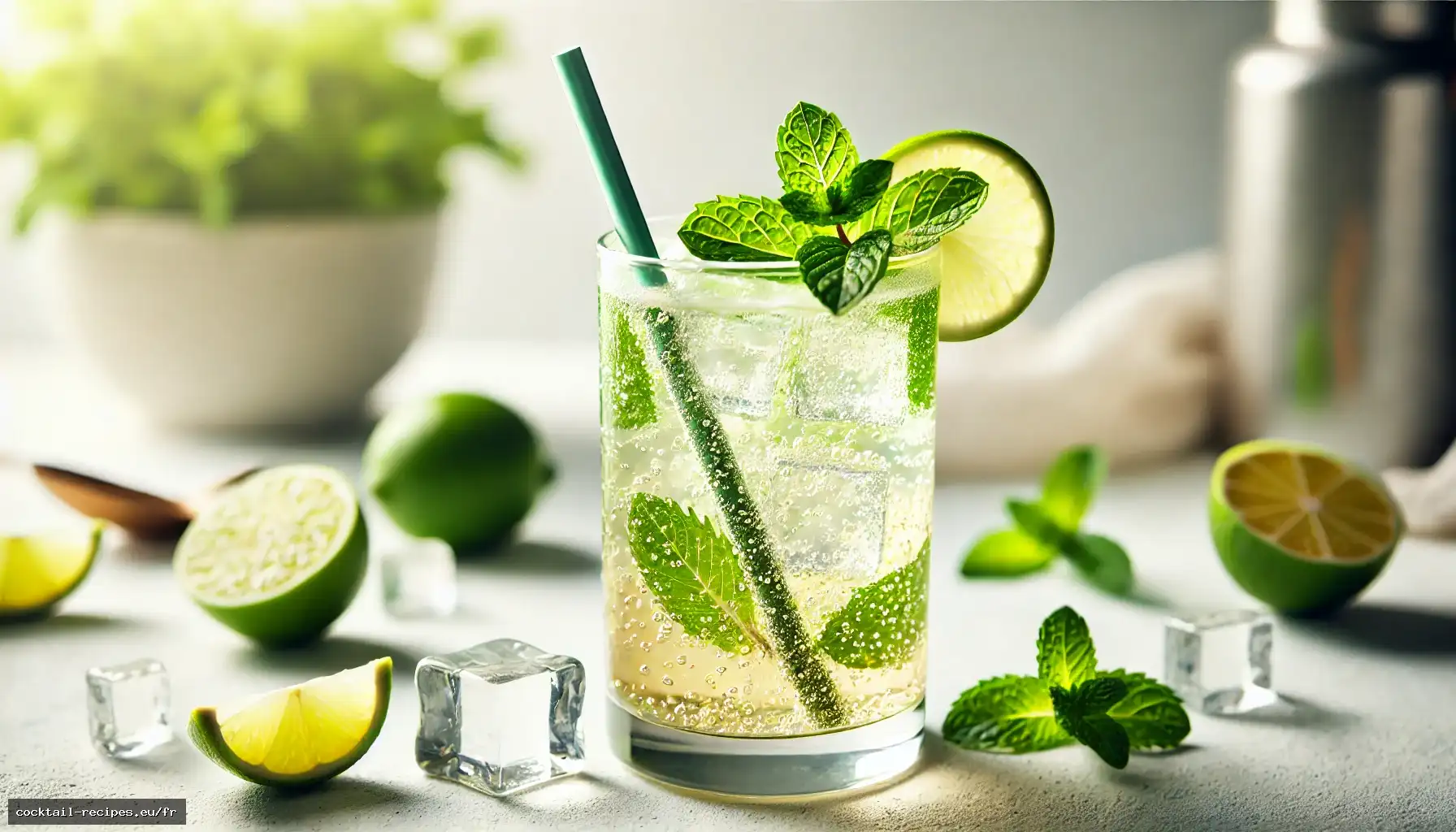 Thé Vert Glacé Pétillant à la Menthe et au Citron Vert