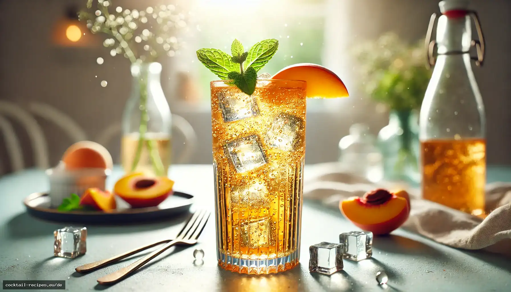 Prickelnder Oolong-Pfirsich-Tee