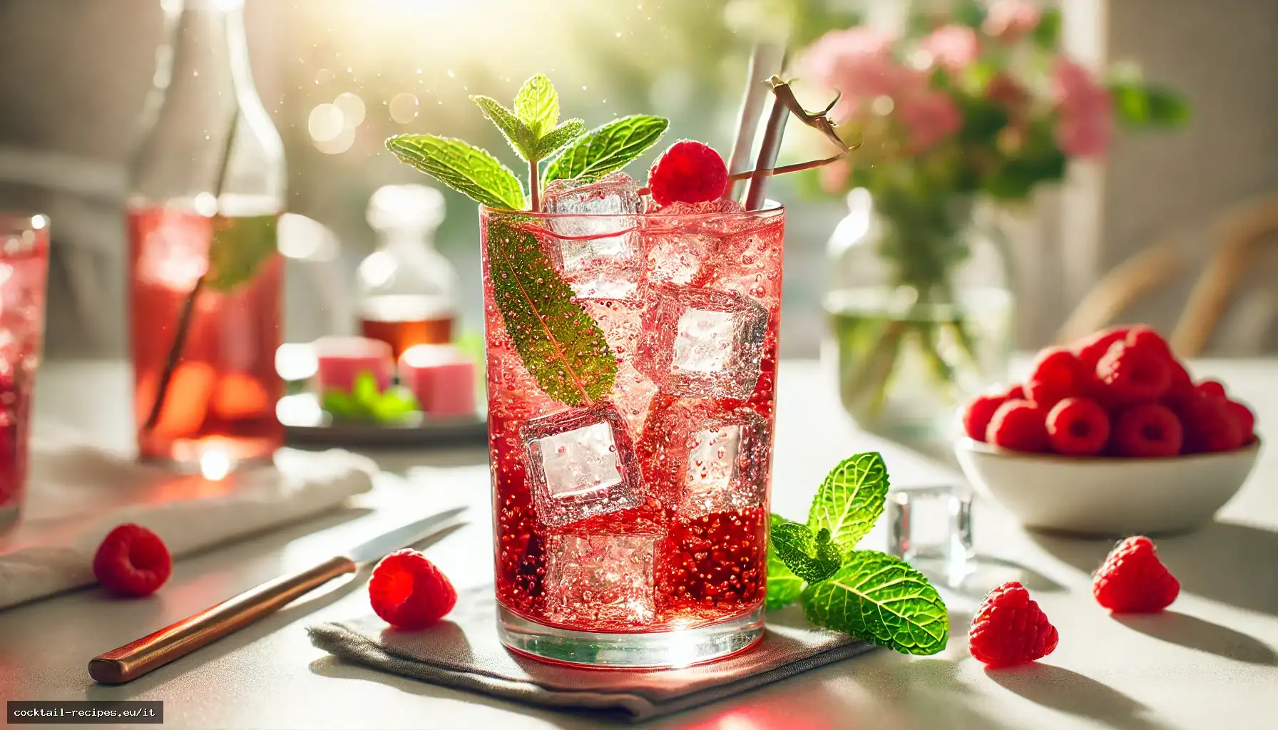 Tè Freddo Frizzante al Lampone e Menta