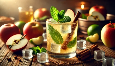 Prieskoninis obuolių Mojito nealkoholinis kokteilis