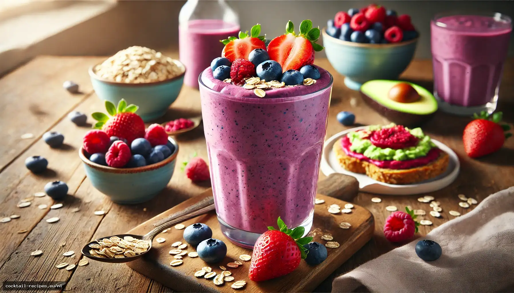 Havermoutsmoothie met Drie Soorten Bessen