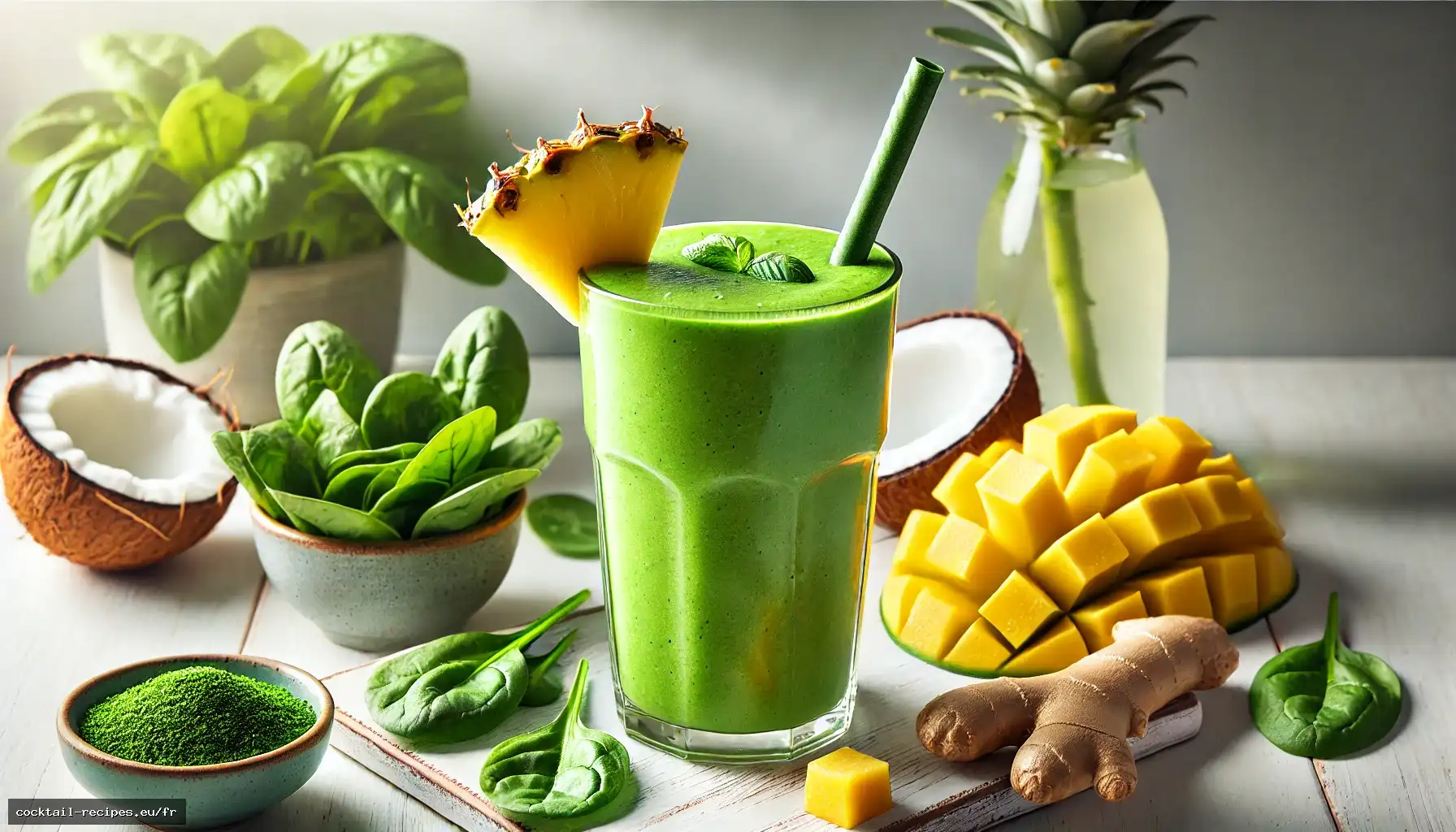 Smoothie Vert Tropical au Gingembre