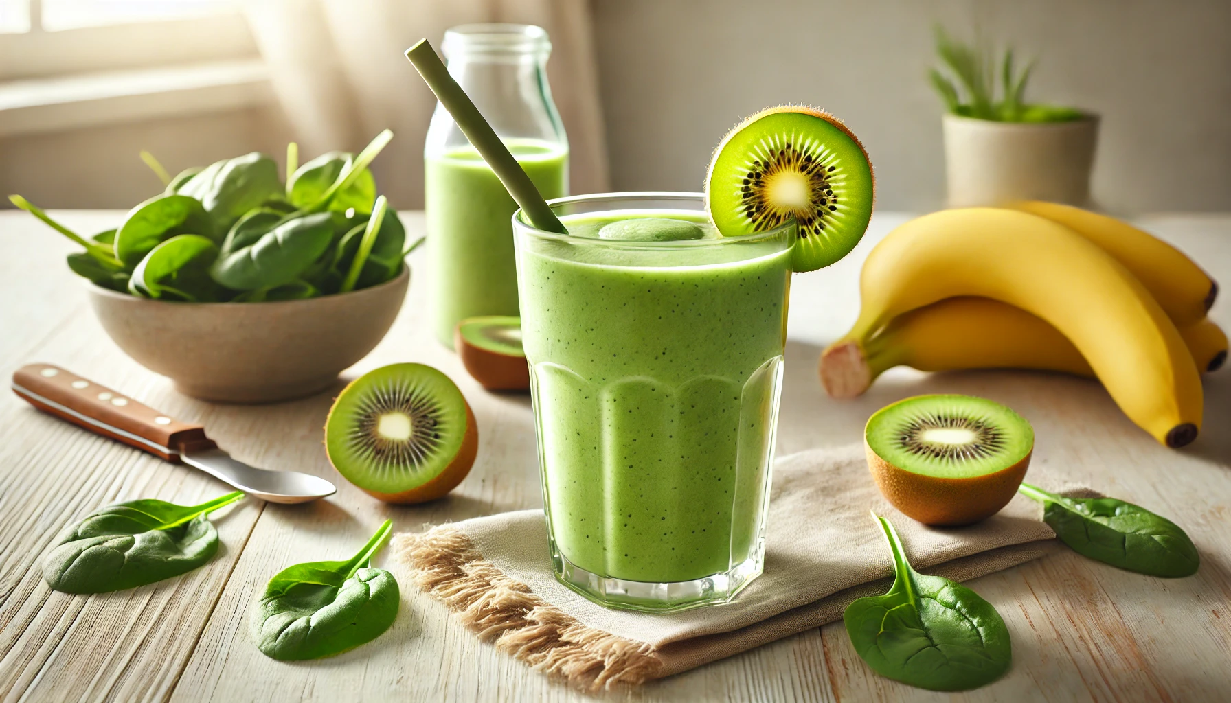 Frullato di Kiwi, Banana e Spinaci