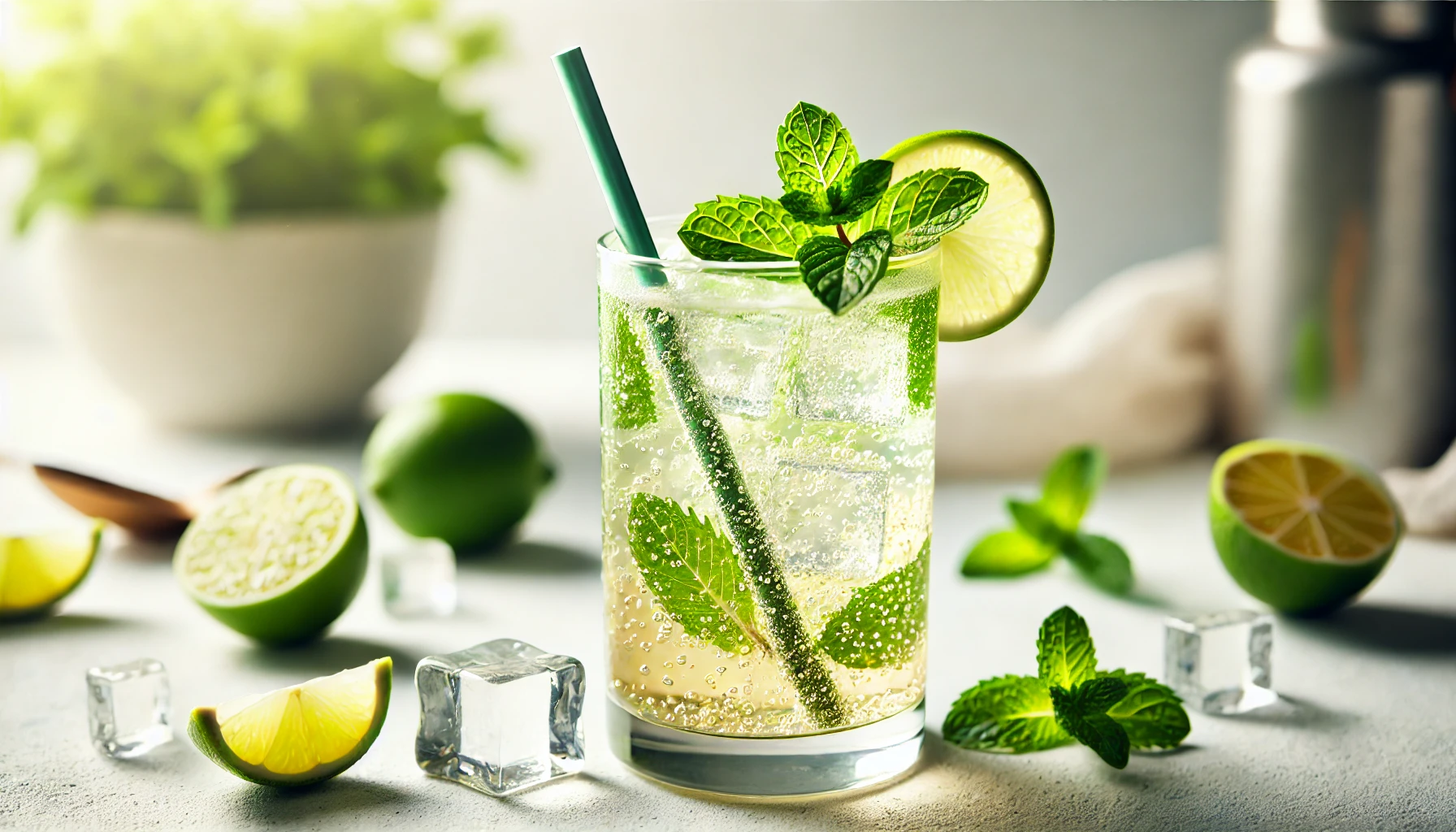 Tè Verde Freddo Frizzante alla Menta e Lime
