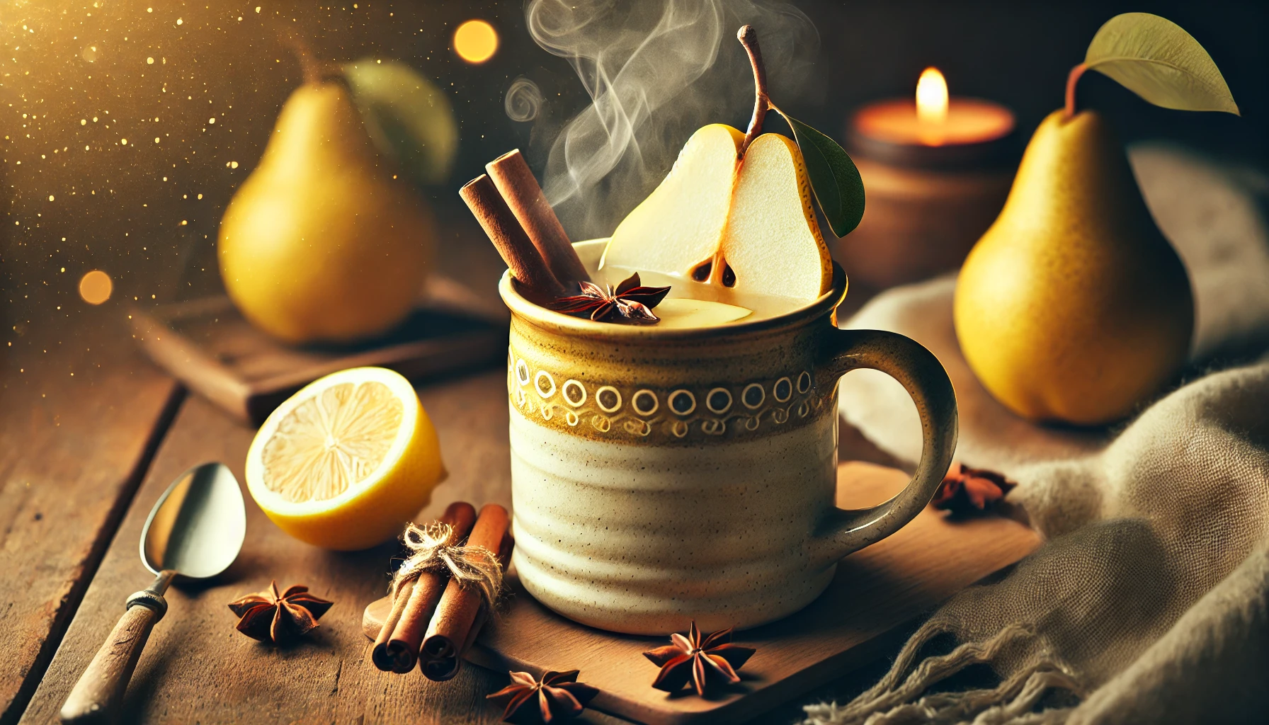 Mausteinen päärynä-kamomillatee-toddy