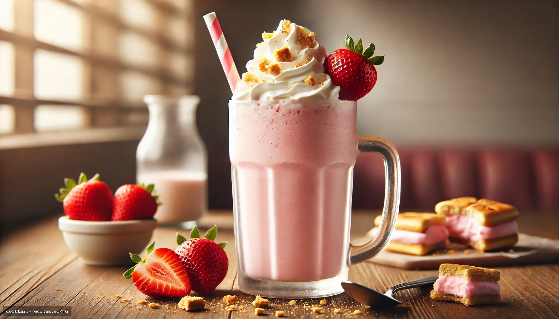 Клубничный милкшейк-чизкейк